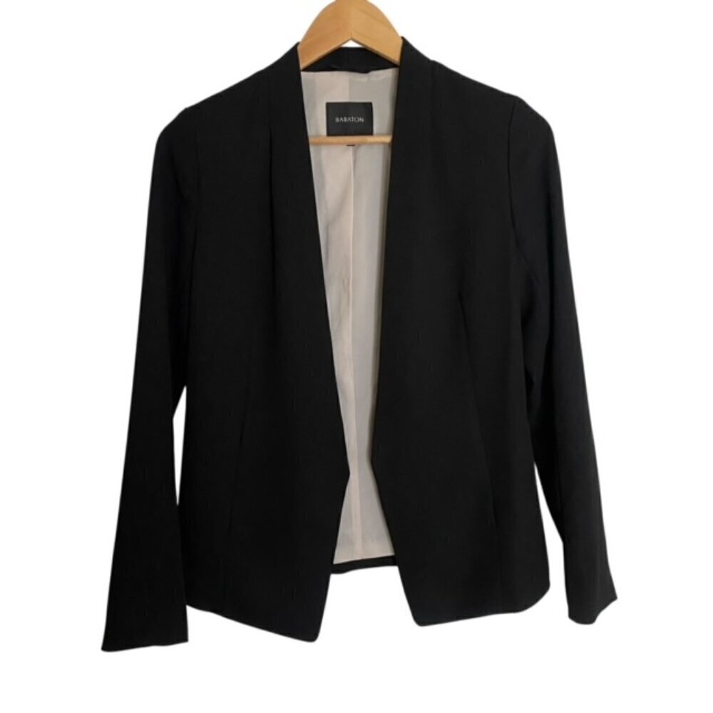 Babaton Black Softly Structured Open Front Blazer 0